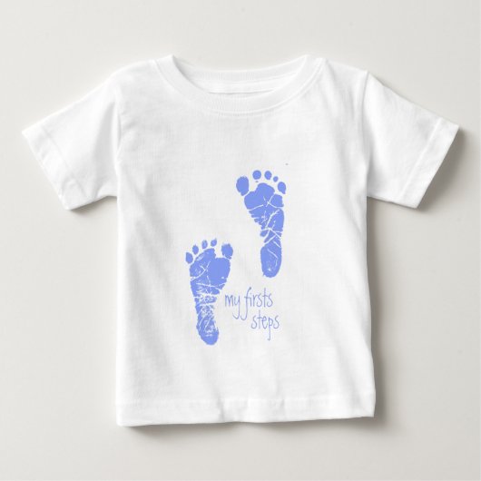 私の第一歩-青 ベビーTシャツ (正面)