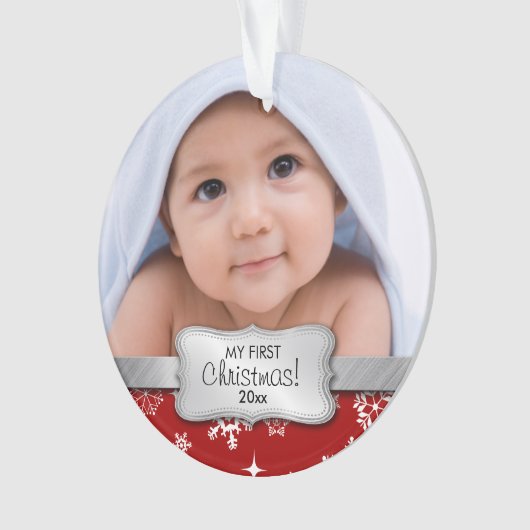 私の第1クリスマス-あなたの写真を加えて下さい オーナメント (正面)