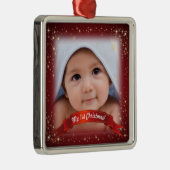 私の第1クリスマス! -あなたの写真を加えて下さい! メタルオーナメント (右)