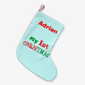 私の第1クリスマス-ちょうど名前を加えて下さい スモールクリスマスストッキング (正面 (吊り時))