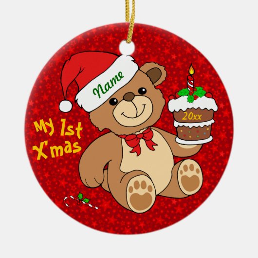 私の第1クリスマス セラミックオーナメント (正面)