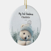 私の第1初めてのクリスマスかわいいホッキョクグマカスタム セラミックオーナメント (右)