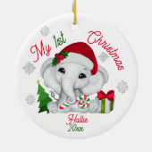 私の第1回クリスマスかわいいゾウ セラミックオーナメント (裏面)