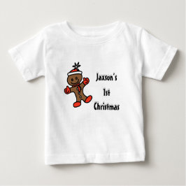 私の第1回クリスマスジンジャーブレッドベビーTシャツ ベビーTシャツ