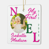 私の第1回クリスマスベビーガールピンクの写真記念 セラミックオーナメント (左)