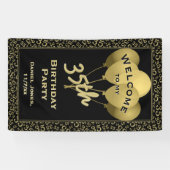 私の第35誕生会への歓迎-金ゴールドか黒 横断幕 (横)