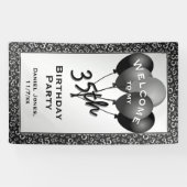 私の第35誕生会への歓迎-黒か白 横断幕 (横)