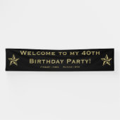 私の第40誕生会への歓迎-金ゴールドおよび黒 横断幕 (横)