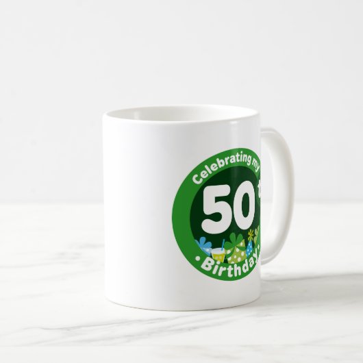 私の第50誕生日を祝うこと コーヒーマグカップ (正面右)