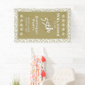 私の第55誕生会への歓迎-金ゴールドか白 横断幕 (インサイチュ)