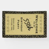 私の第55誕生会への歓迎-金ゴールドか黒 横断幕 (横)