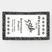 私の第55誕生会への歓迎-黒か白 横断幕 (横)