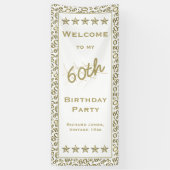 私の第60誕生会への歓迎-金ゴールドおよび白 横断幕 (縦)