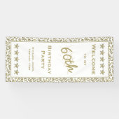 私の第60誕生会への歓迎-金ゴールドおよび白 横断幕 (横)