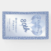 私の第80誕生会への歓迎-青か白 横断幕 (横)