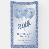 私の第80誕生会への歓迎-青か白 横断幕 (縦)