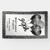 私の第90誕生会への歓迎-黒か白 横断幕 (横)