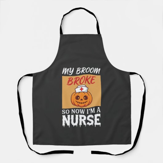 私の箒が壊れた看護師 ハロウィン エプロン (正面)