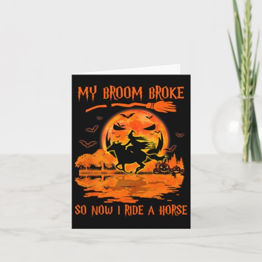 私の箒が壊れて今、私は馬の魔女に乗って カード (正面)