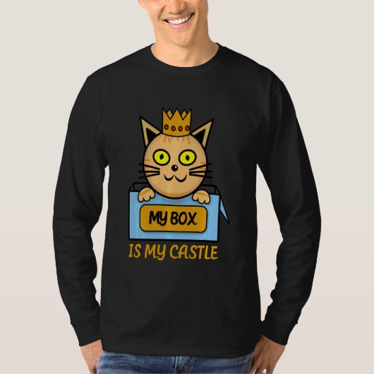 私の箱は私の猫がBに隠れるのが好きな私の城の看板だ Tシャツ (正面)