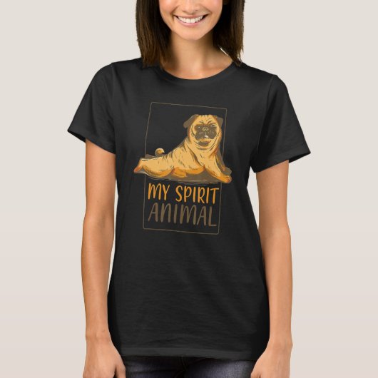 私の精神的な動物のパグ ペットの犬の人 男性と女性 Tシャツ (正面)