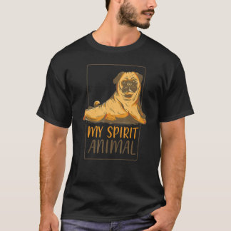 私の精神的な動物のパグ  ペット犬の人 男性と女性 Tシャツ