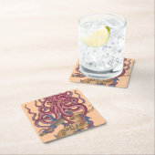 私の精神|のタコTattoは震えます スクエアペーパーコースター (インサイチュ)