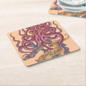 私の精神|のタコTattoは震えます スクエアペーパーコースター (アングル)