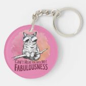 私の素敵なピンク猫の話を聞き取れない キーホルダー (裏面)