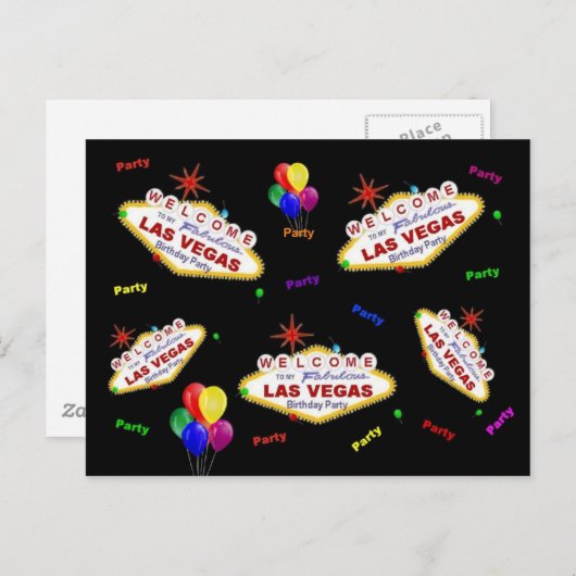 私の素敵なラスベガス誕生日パーティーのはがき インビテーションポストカード (正面/裏面)