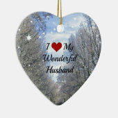私の素敵な夫が大好き – 雪の冬の日 セラミックオーナメント (右)
