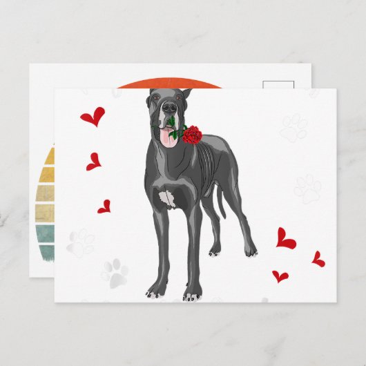 私の素晴らしいデーンは私のバレンタイングレートデーン恋人GIF 案内ポストカード (正面/裏面)