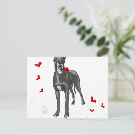 私の素晴らしいデーンは私のバレンタイングレートデーン恋人GIF 案内ポストカード (スタンド正面)