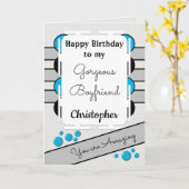 私の素晴らしいボーイフレンドブルーはあなたの誕生日を愛しています カード (黄色い花)