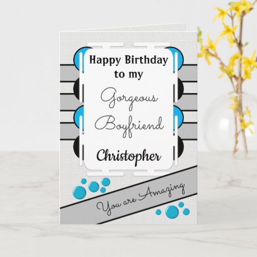 私の素晴らしいボーイフレンドブルーはあなたの誕生日を愛しています カード (黄色い花)
