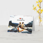 私の素晴らしい父を愛してる、急流下りのカヤック カード (黄色い花)