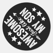 私の素晴らし息子の父の日のおもしろいパパ母と同じように ラウンドシール (正面)