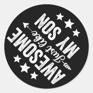 私の素晴らし息子の父の日のおもしろいパパ母と同じように ラウンドシール