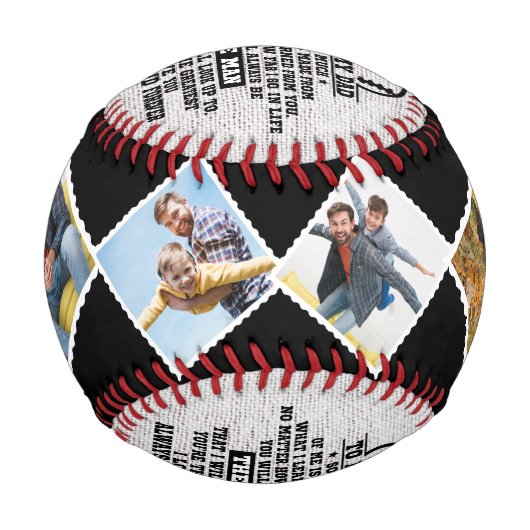 私の素朴パパへカスタムの4つの写真の父の日 野球ボール (正面)