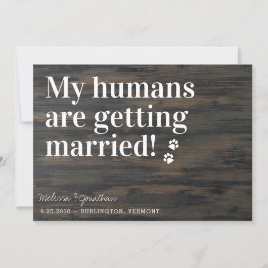 私の素朴人間結婚は、結婚している犬を得ている セーブザデート (正面)