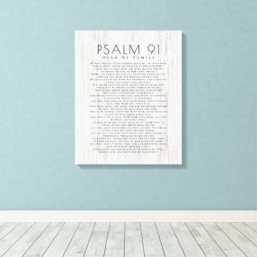 私の素朴家族のクリスチャンのサインの上の木の詩編91 キャンバスプリント (インサイチュ (ウッドフロア))
