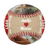 私の素朴彼氏の赤いハート2枚 野球ボール (裏面)