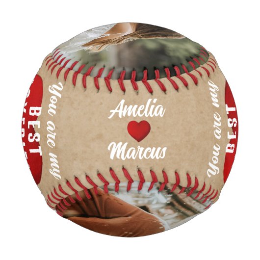 私の素朴彼氏の赤いハート2枚 野球ボール (裏面)
