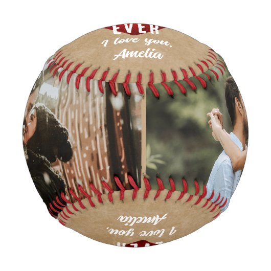 私の素朴彼氏の赤いハート2枚 野球ボール (正面)