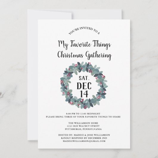 私の素朴物お気に入りのクリスマスパーティーが招待 招待状 (正面)