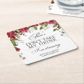 私の結婚クリスマス酒を飲まないでくれ スクエアペーパーコースター (アングル)