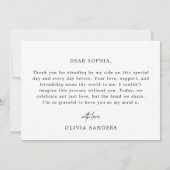 私の結婚式での最高の女友達へ - シンプルでおしゃれなウェディングスタイル 招待状 (裏面)