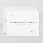 私の結婚式で指輪を運んで来る人ですか。 |の花婿の付添人 招待状 (裏面)