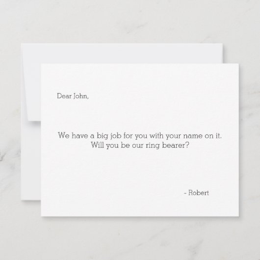 私の結婚式で指輪を運んで来る人ですか。 |の花婿の付添人 招待状 (裏面)