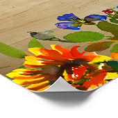 私の結婚式のウェルカムボード 花柄 ウッド モノグラム 結婚のお知らせ ポスター (角)